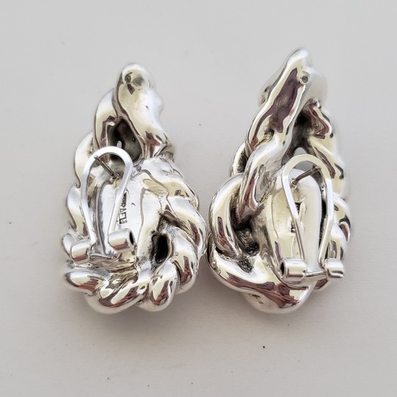 E&L Israel Sterling Silver Electroform Braided Earrings - Picture 5 of 8